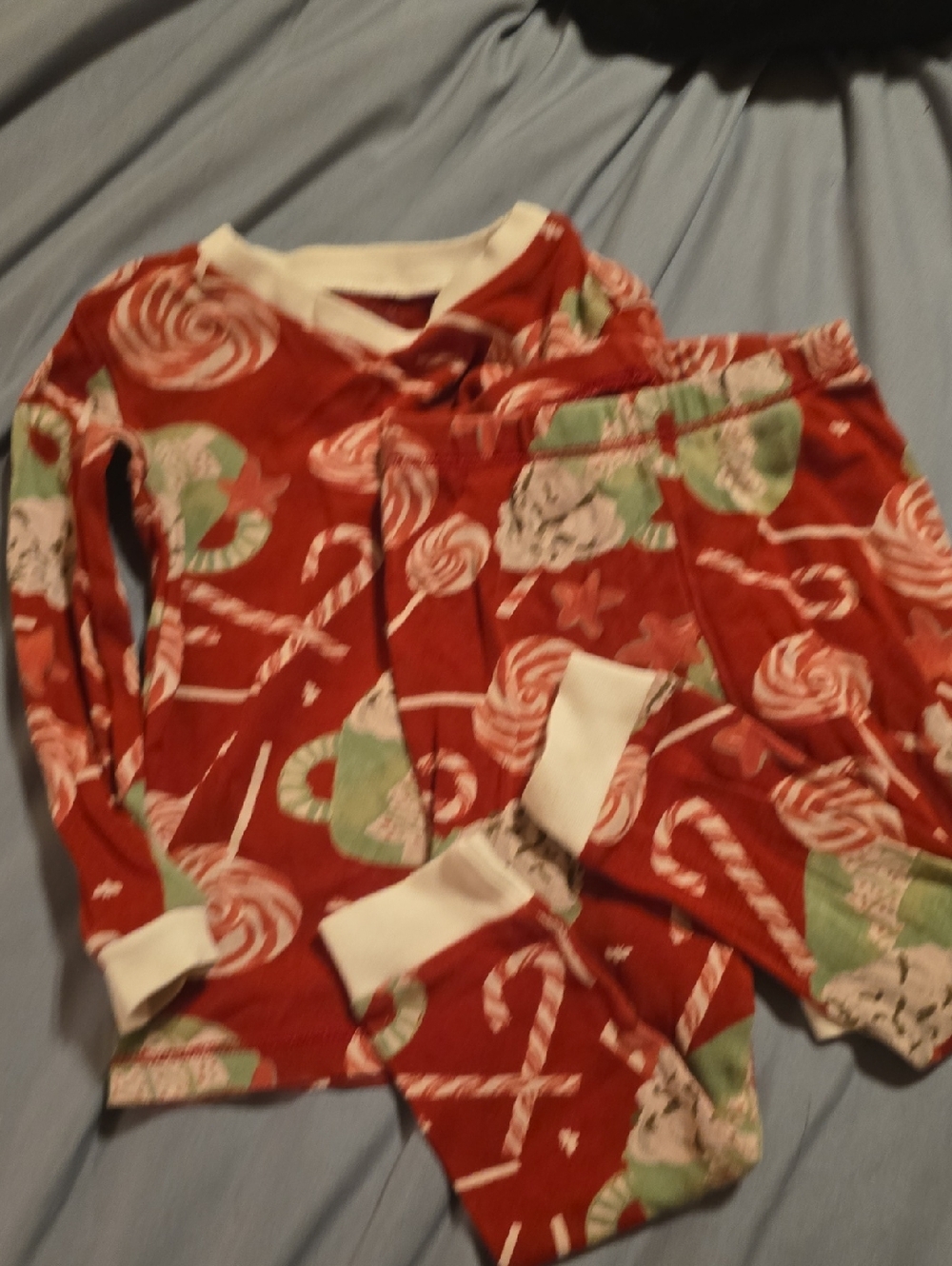 Burts Bee's Red Candy & Lollipop Kids Holiday Pajama Set
